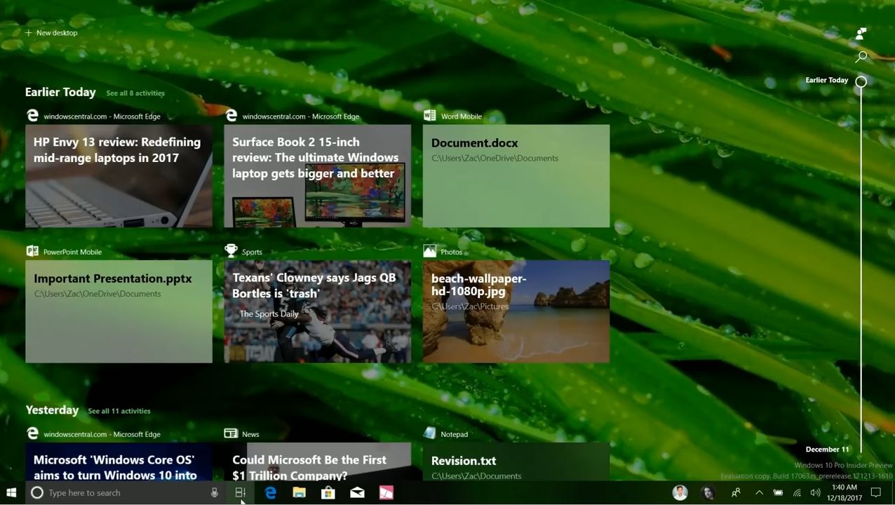 Windows 10 RS4預(yù)覽版17063時間軸亮相，接近正式版